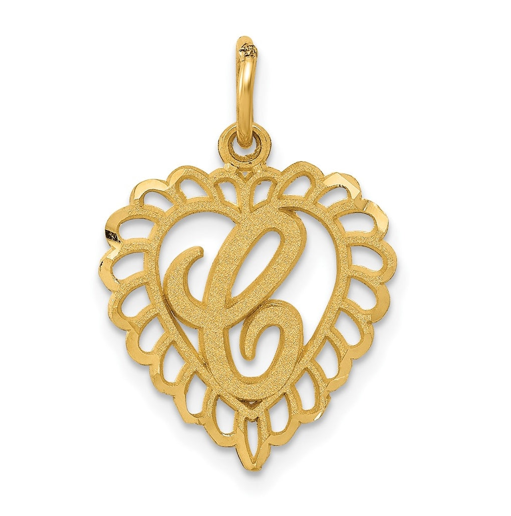 10K Yellow Gold Initial C Letter Charm