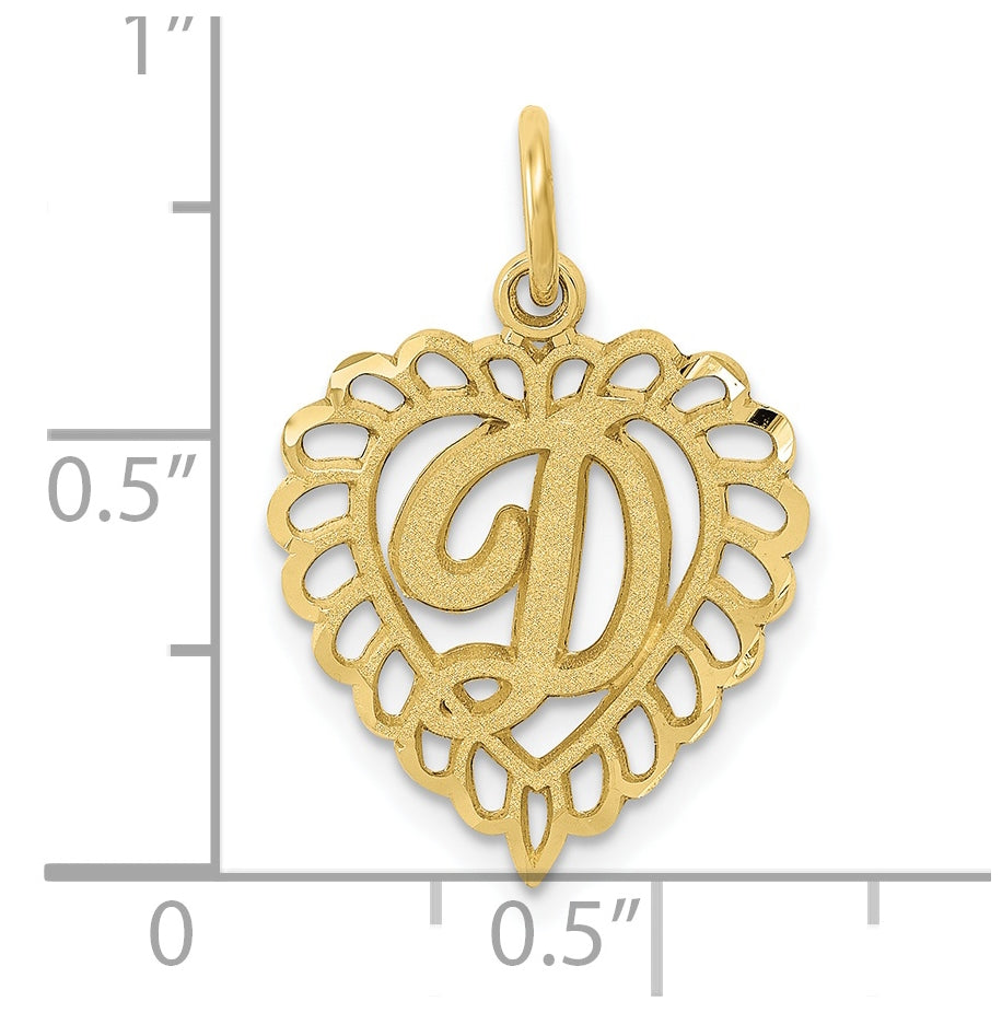 10K Yellow Gold Initial D Letter Charm