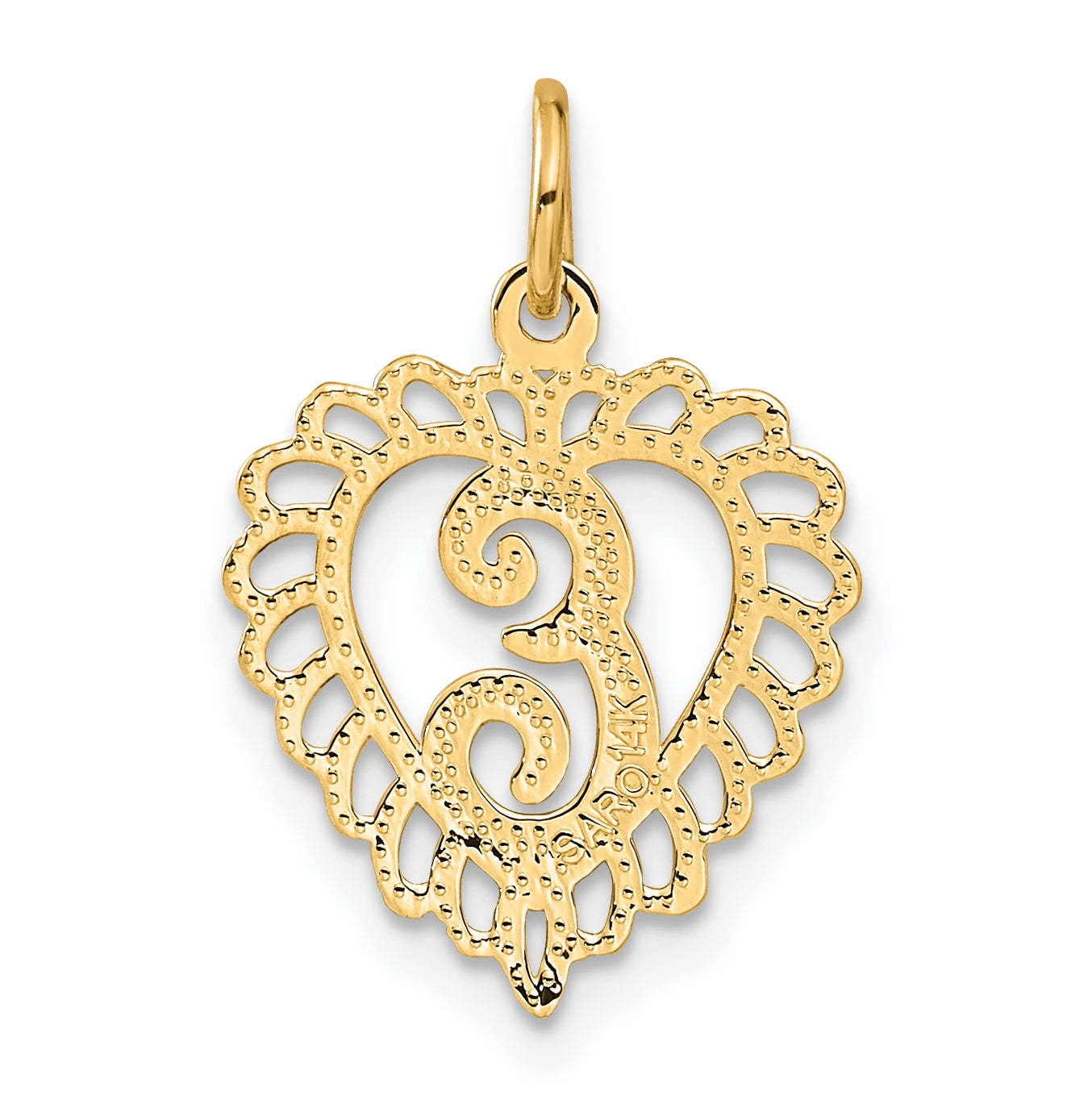 10K Yellow Gold Initial E Letter Charm