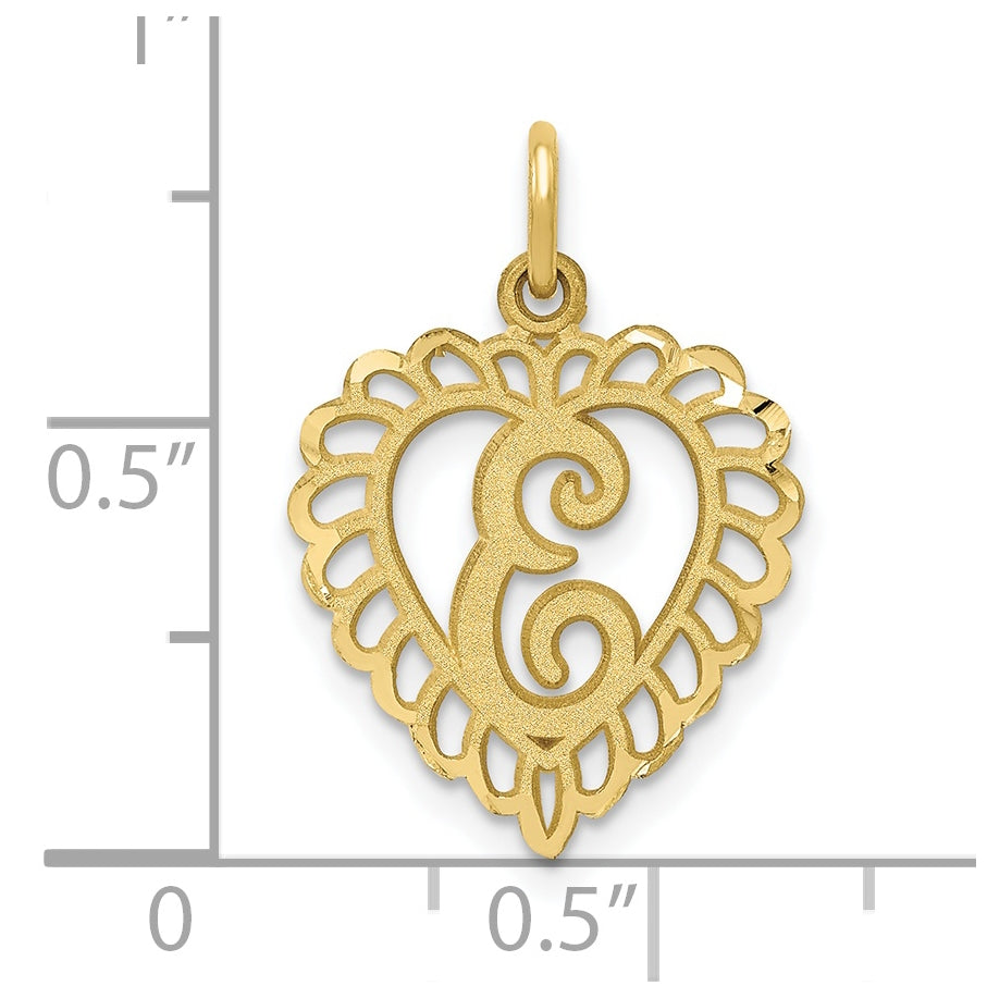 10K Yellow Gold Initial E Letter Charm