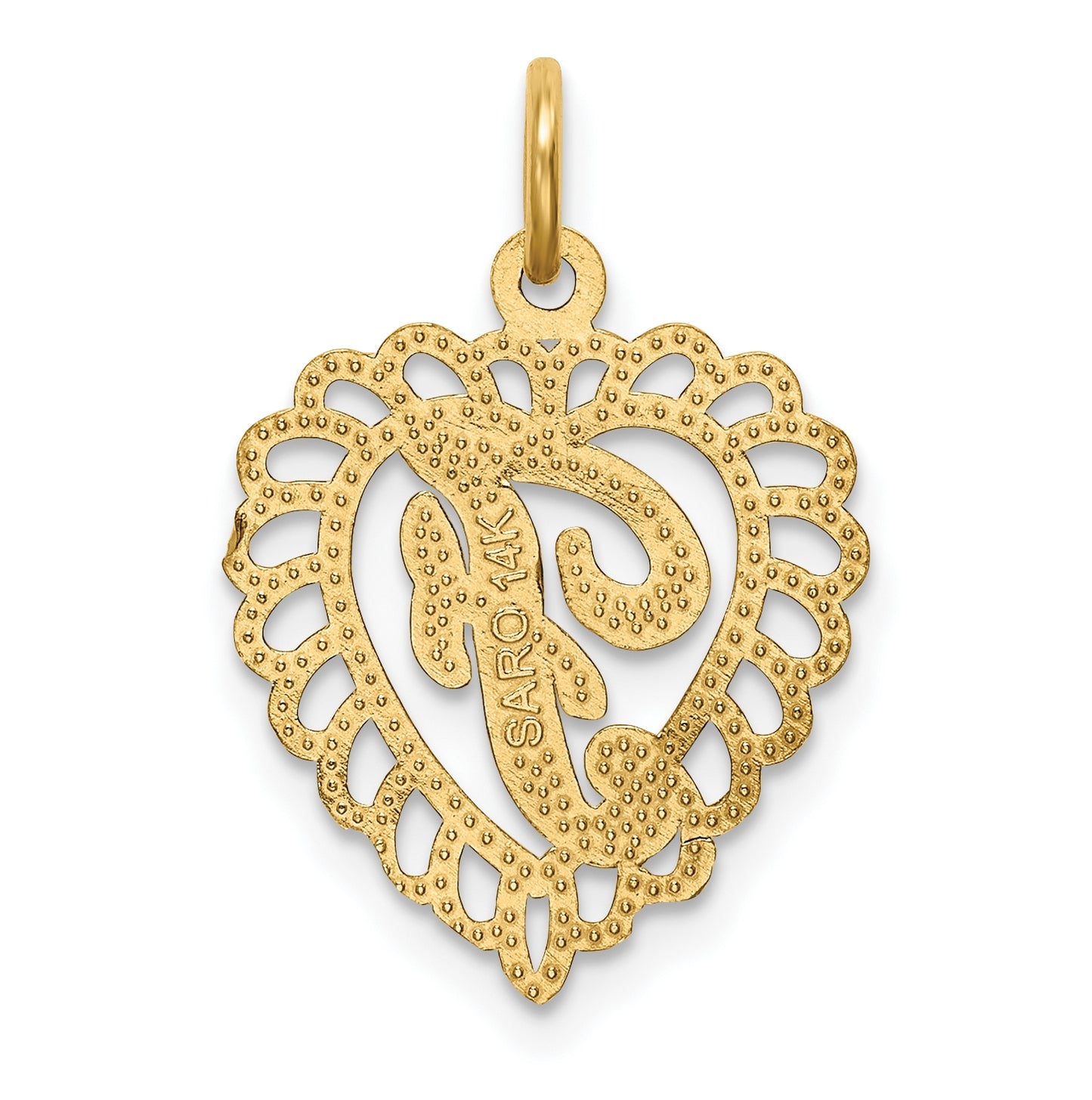 10K Yellow Gold Initial F Letter Charm