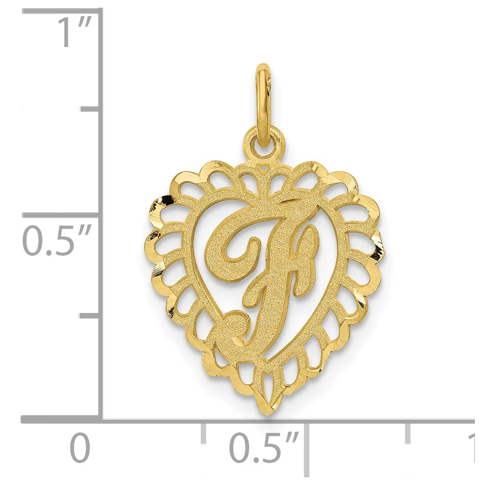 10K Yellow Gold Initial F Letter Charm