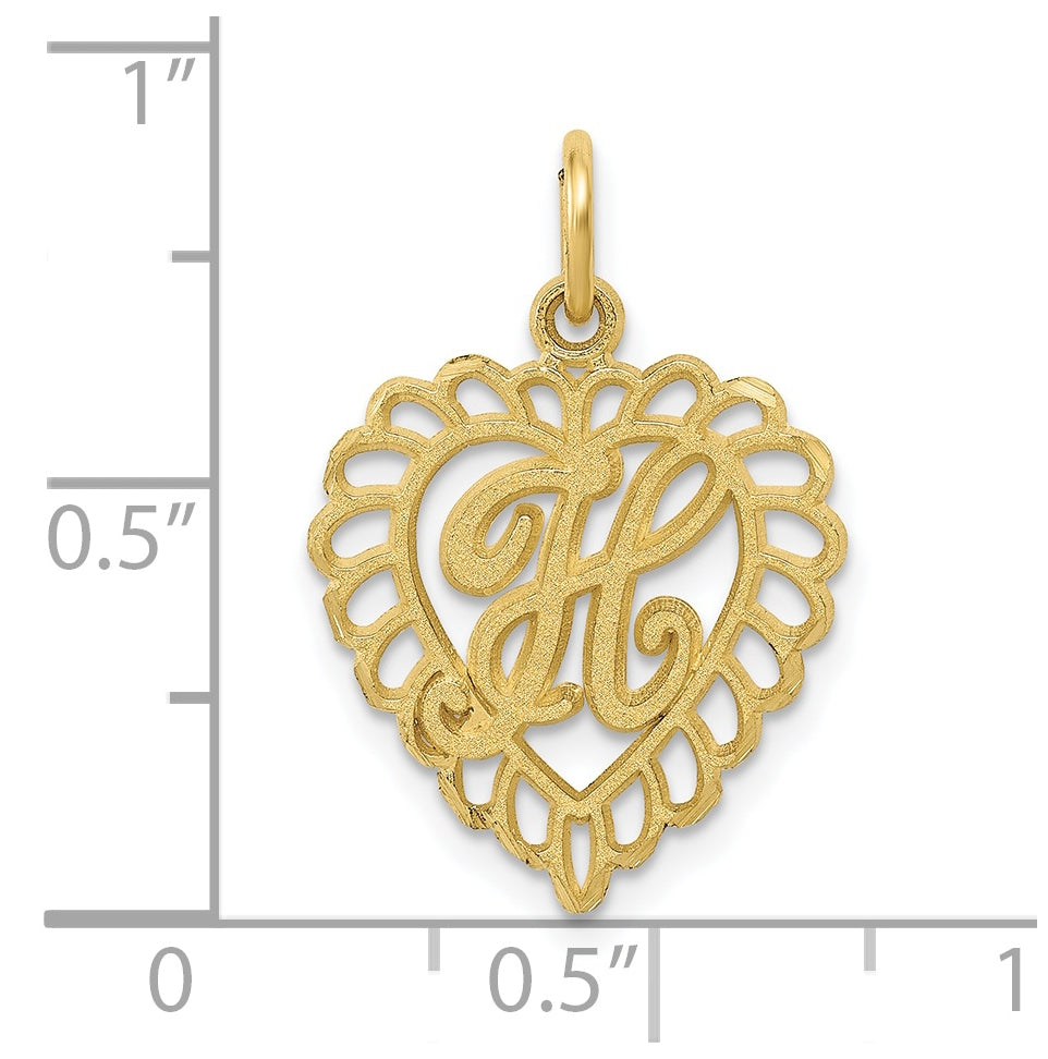 10K Yellow Gold Initial H Letter Charm