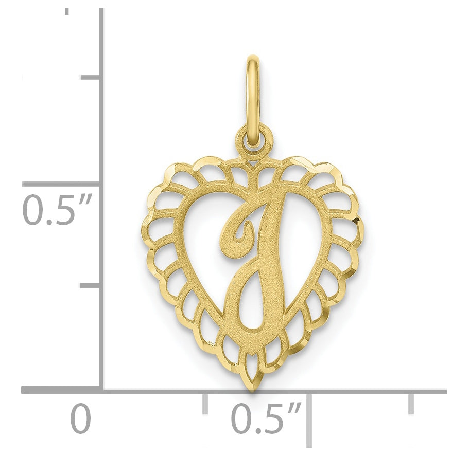 10K Yellow Gold Initial I Letter Charm