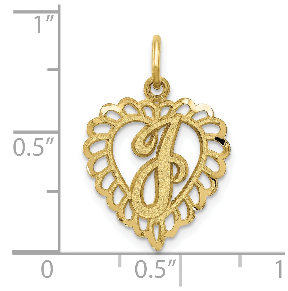 10K Yellow Gold Initial J Letter Charm