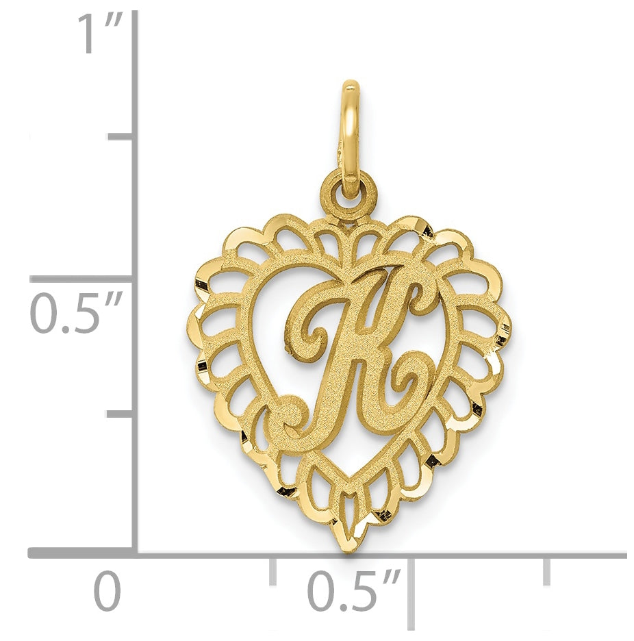 10K Yellow Gold Initial K Letter Charm