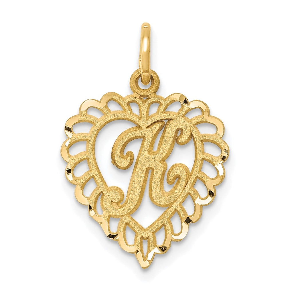 10K Yellow Gold Initial K Letter Charm