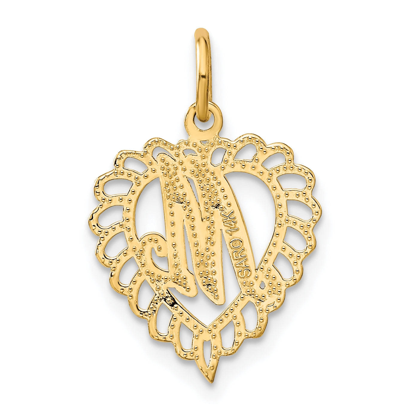 10K Yellow Gold Initial M Letter Charm