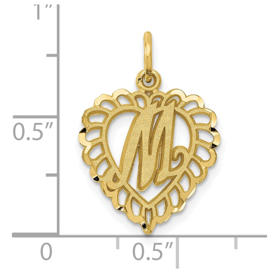10K Yellow Gold Initial M Letter Charm