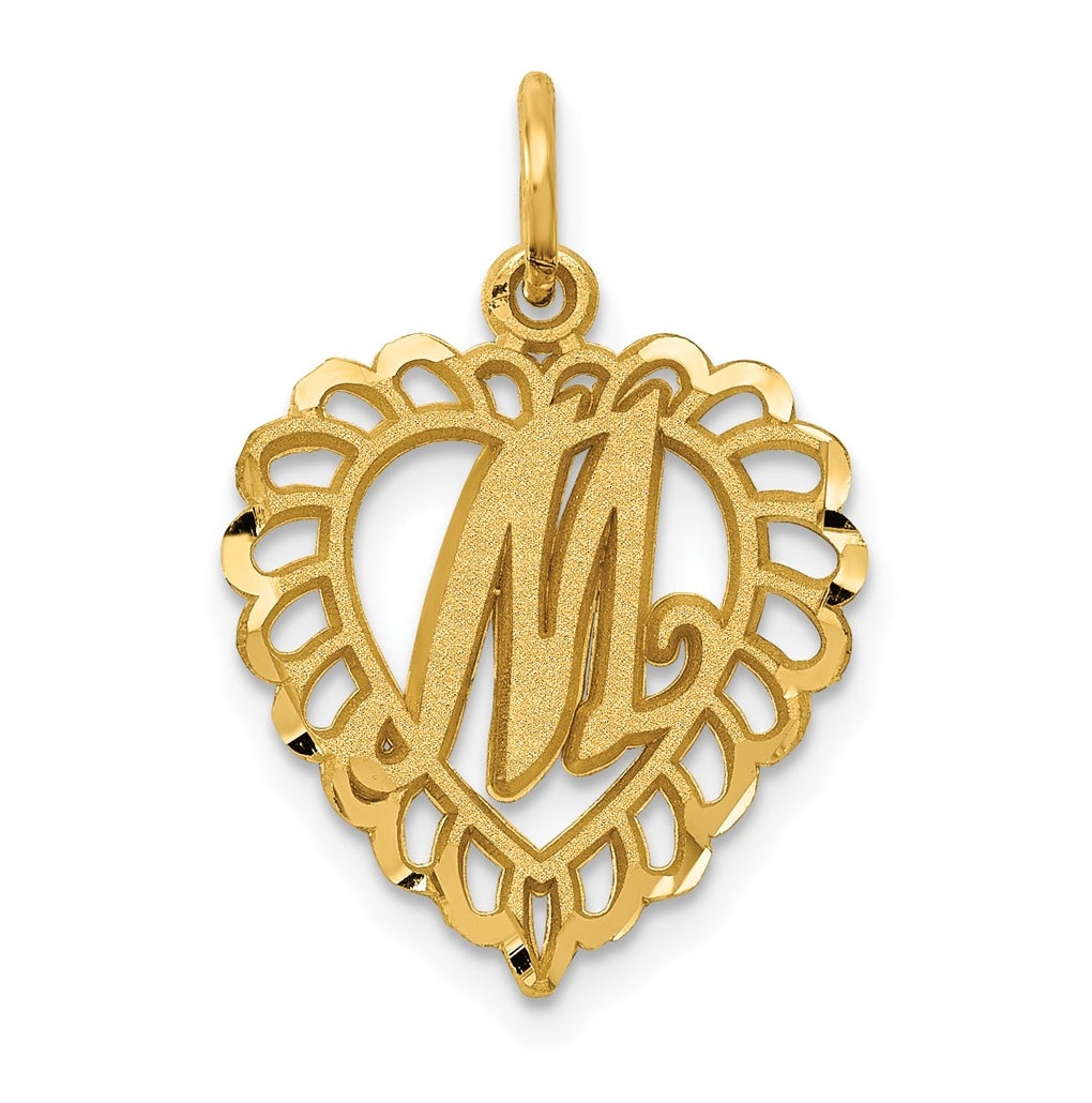 10K Yellow Gold Initial M Letter Charm