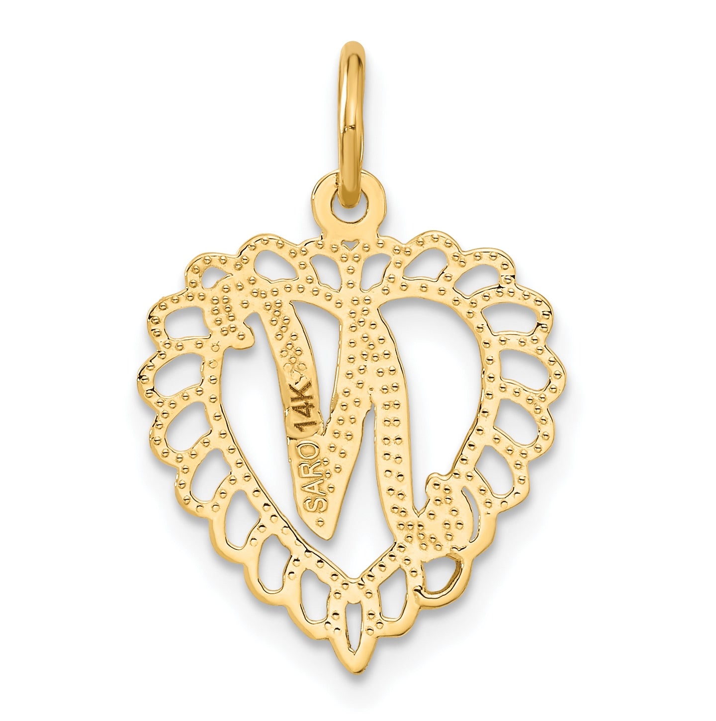 10K Yellow Gold Initial N Letter Charm