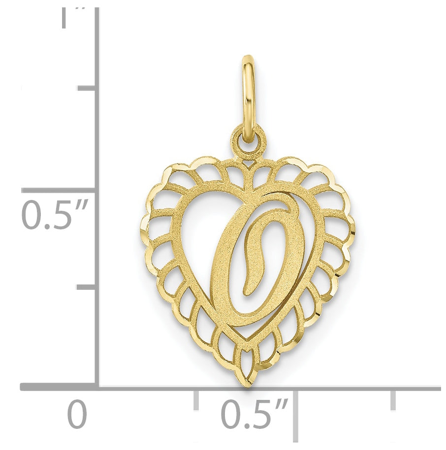10K Yellow Gold Initial O Letter Charm