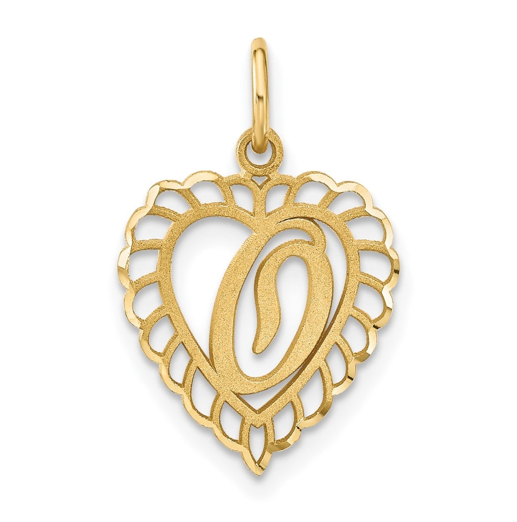 10K Yellow Gold Initial O Letter Charm