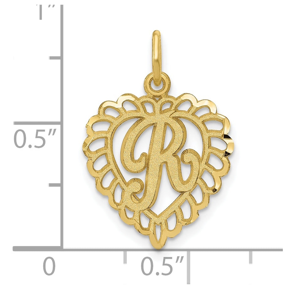 10K Yellow Gold Initial R Letter Charm