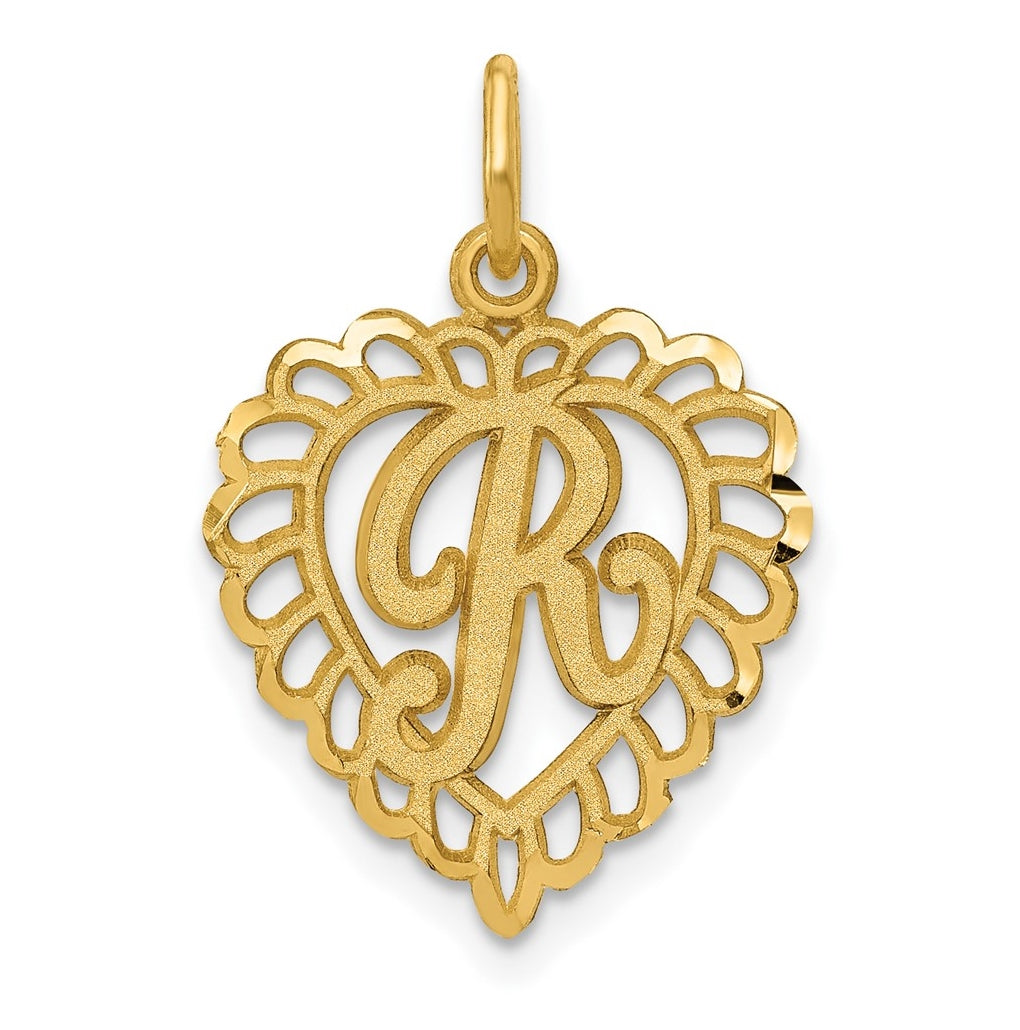 10K Yellow Gold Initial R Letter Charm