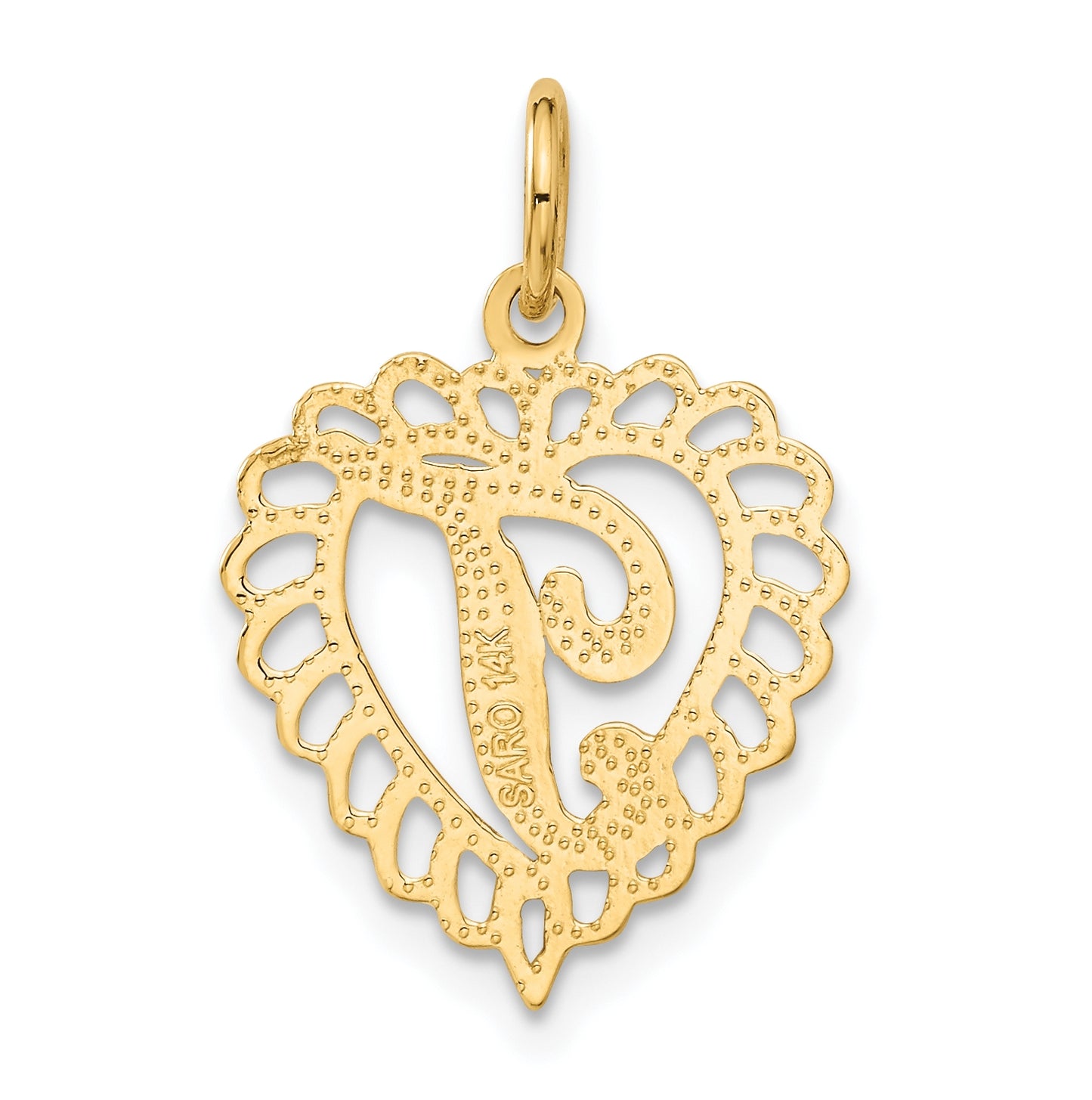 10K Yellow Gold Initial T Letter Charm
