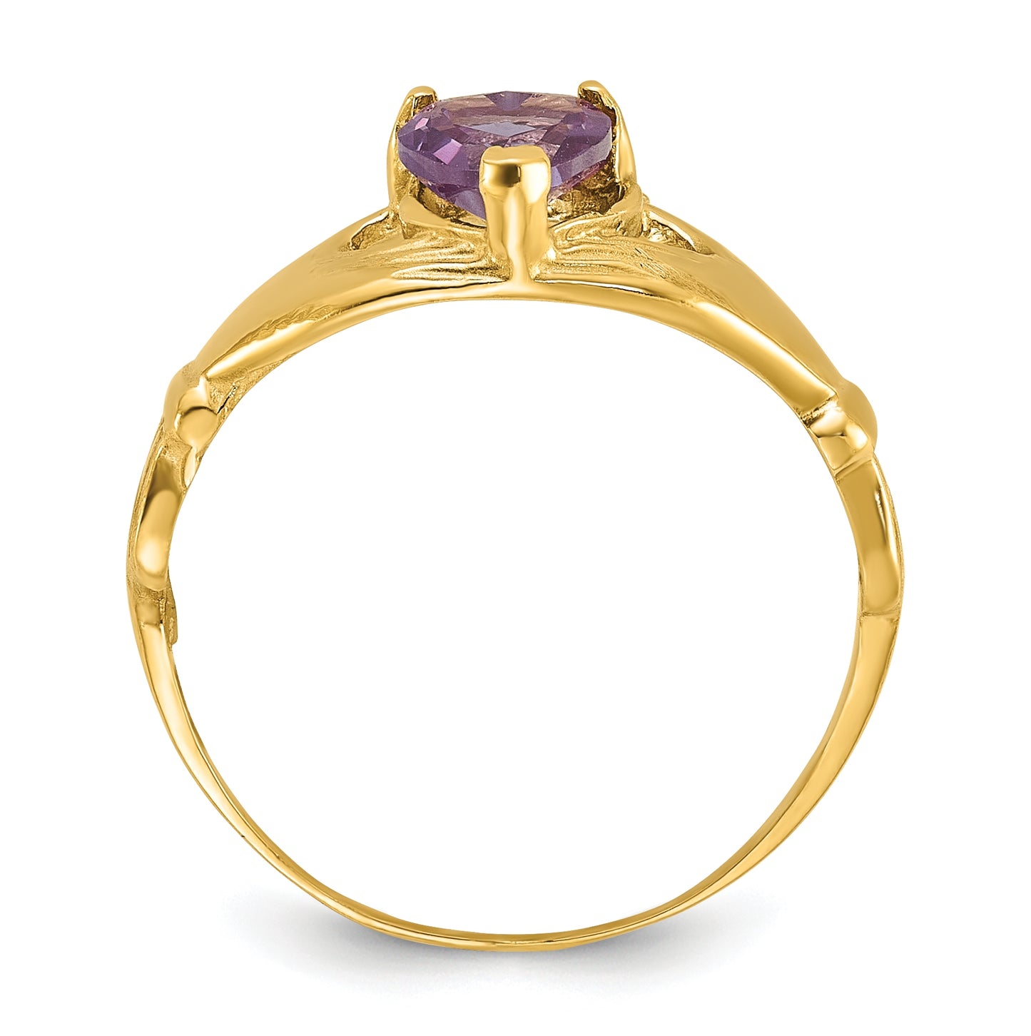 10K Yellow Gold Cubic Zirconia June Birthstone Claddagh Heart Ring