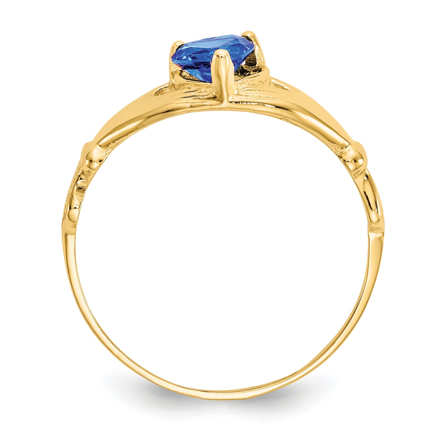 10K Yellow Gold Cubic Zirconia September Birthstone Claddagh Heart Ring