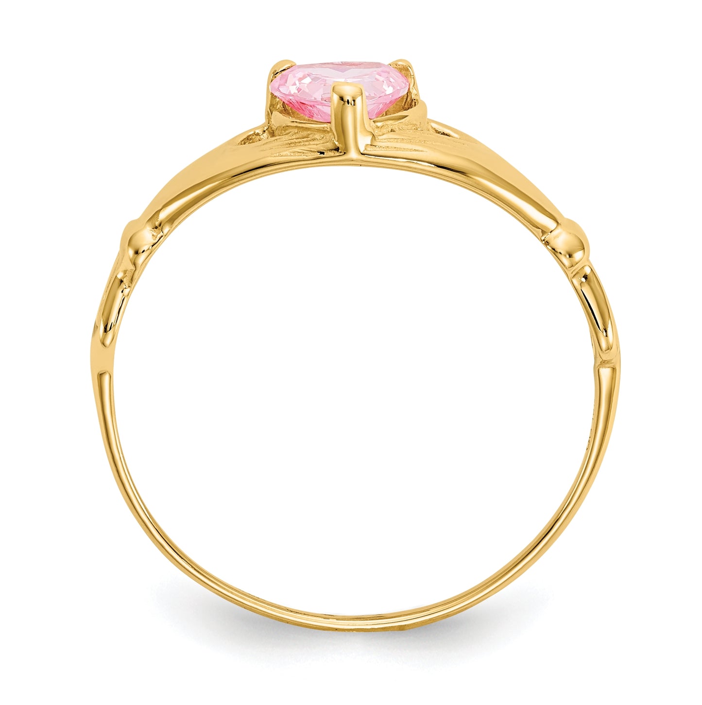 10K Yellow Gold Cubic Zirconia October Birthstone Claddagh Heart Ring