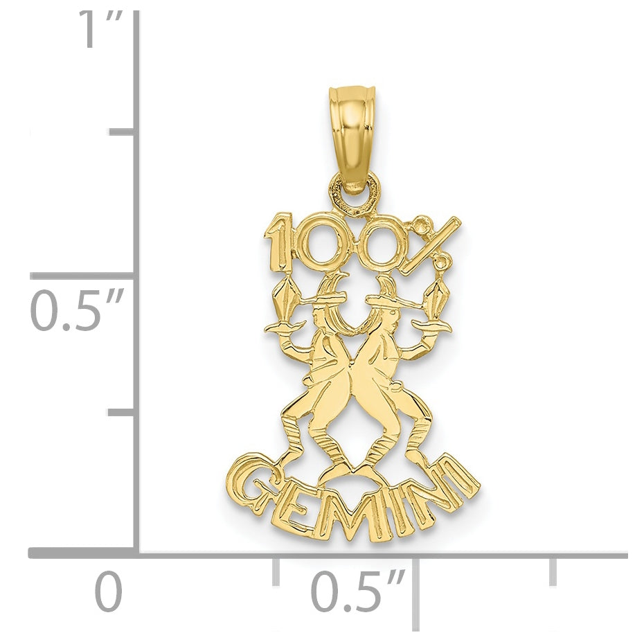 10K Yellow Gold 100% GEMINI Zodiac Charm