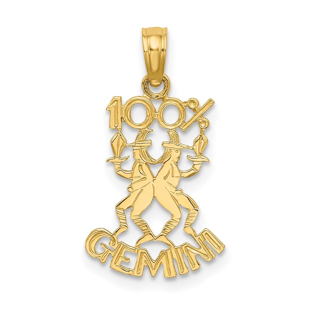 10K Yellow Gold 100% GEMINI Zodiac Charm