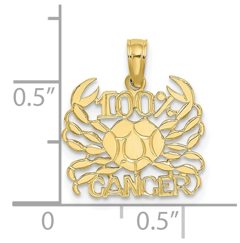 10K Yellow Gold 100% CANCER Zodiac Charm