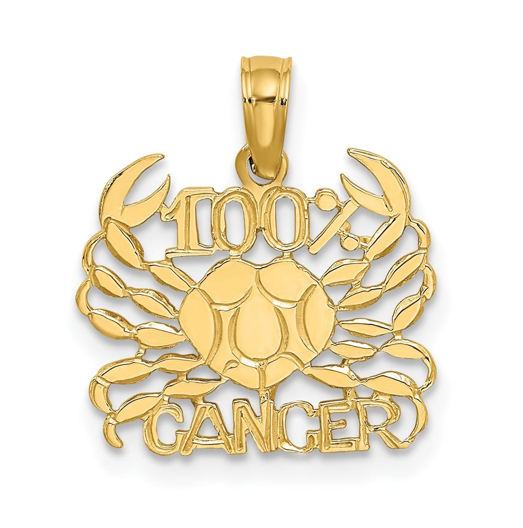 10K Yellow Gold 100% CANCER Zodiac Charm