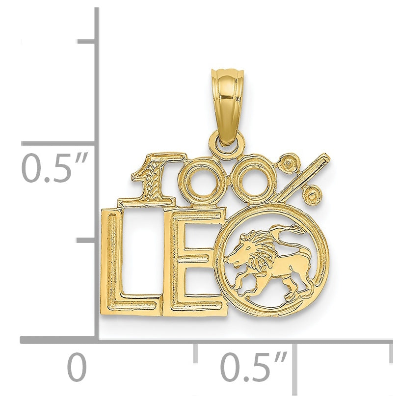10K Yellow Gold 100% LEO Zodiac Charm