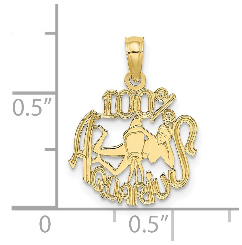 10K Yellow Gold 100% AQUARIUS Zodiac Charm