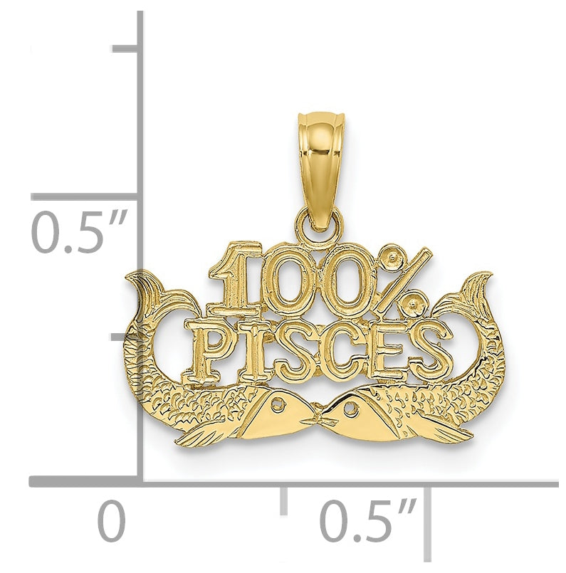 10K Yellow Gold 100% PISCES Zodiac Charm