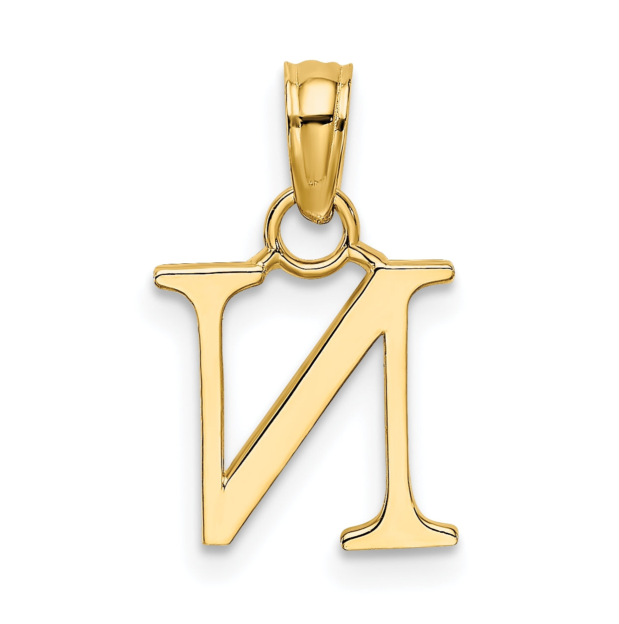 10K Yellow Gold Polished N Block Initial Charm
