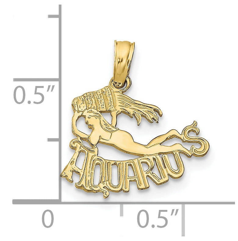10K Yellow Gold Zodiac AQUARIUS Charm