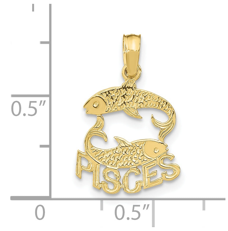 10K Yellow Gold PISCES Zodiac-Charm