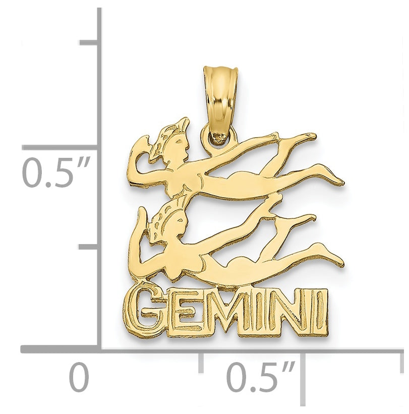 10K Yellow Gold GEMINI Zodiac-Charm