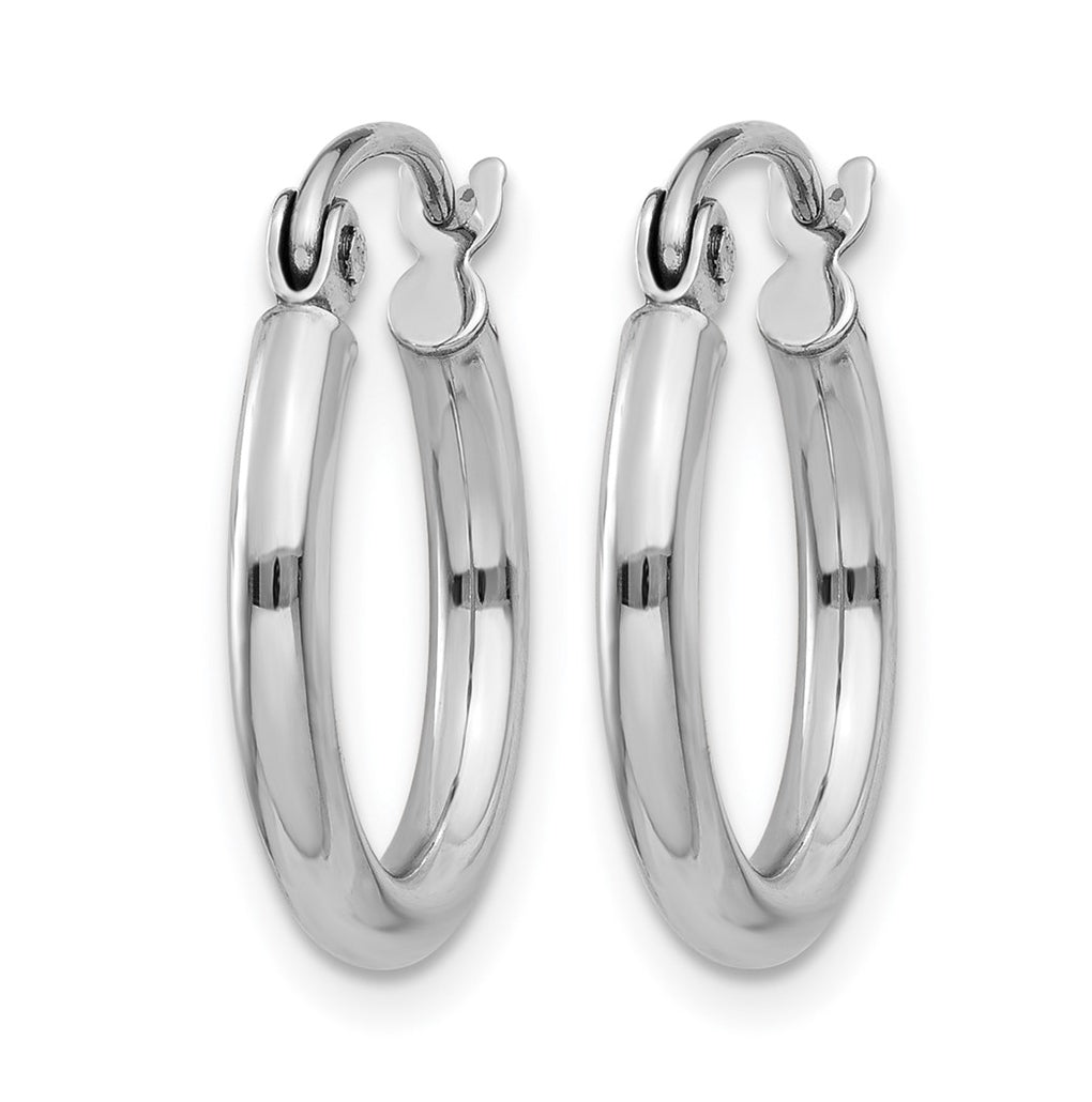 10k White Gold Polished 2x15mm Polished Hoop Earrings