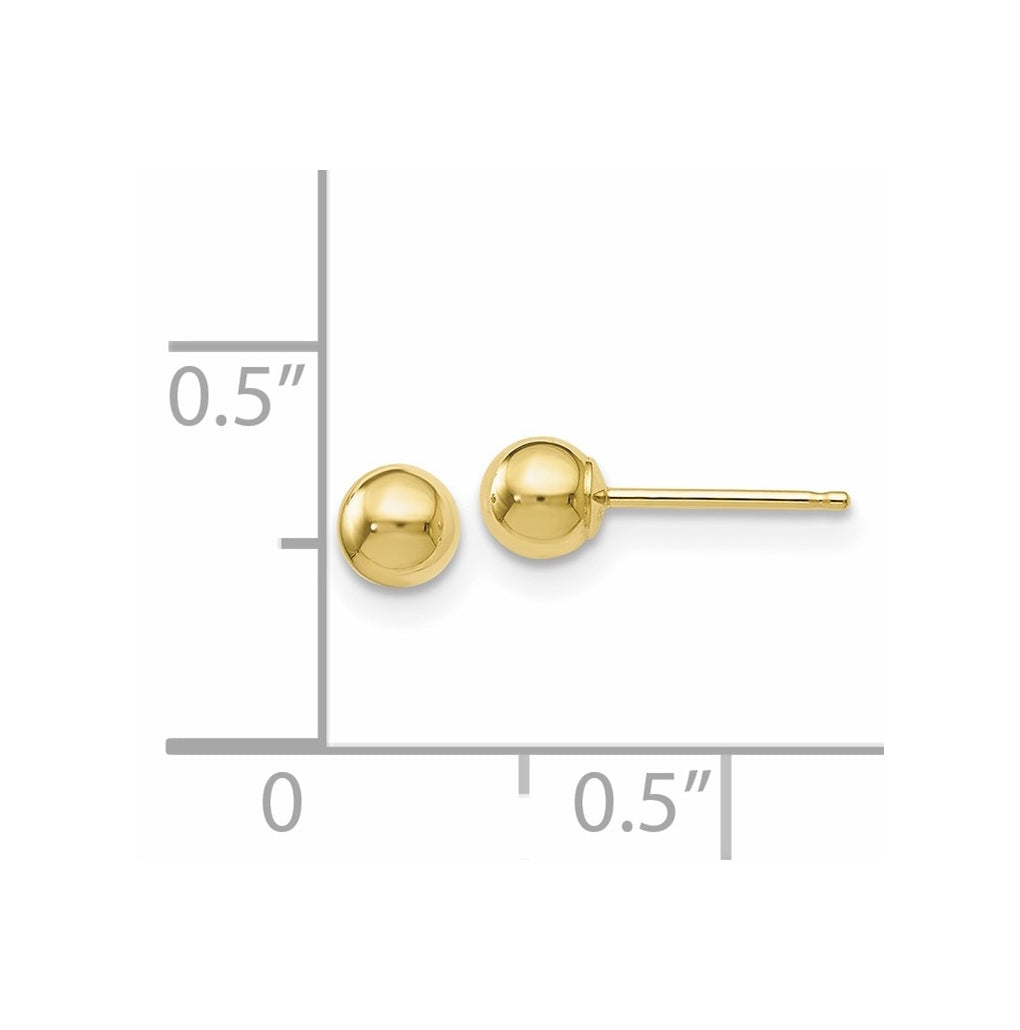 10K Yellow Or White Gold Polished Ball Post Earrings