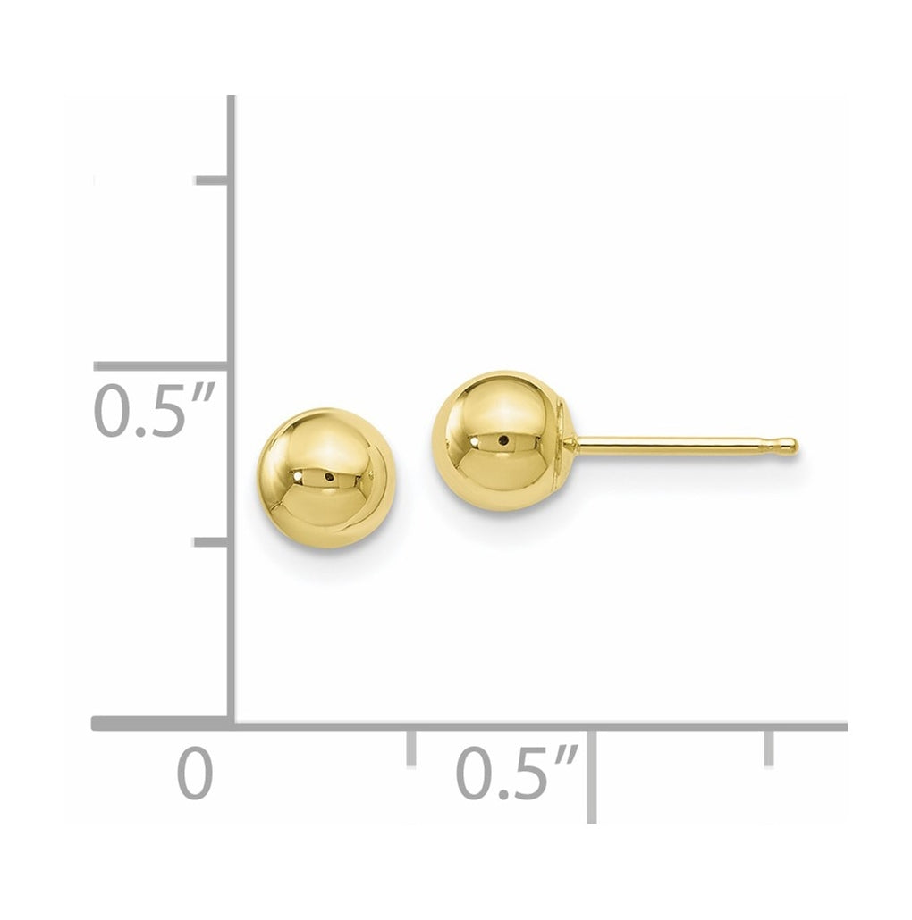 10K Yellow Or White Gold Polished Ball Post Earrings