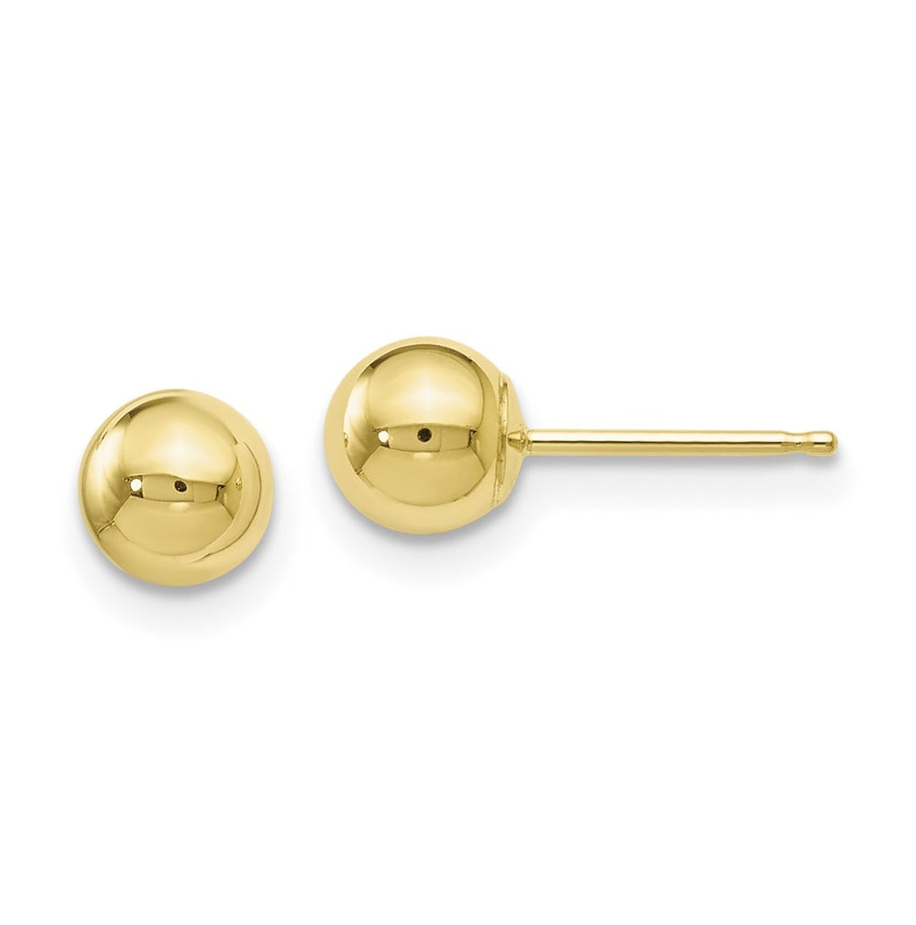 10K Yellow Or White Gold Polished Ball Post Earrings