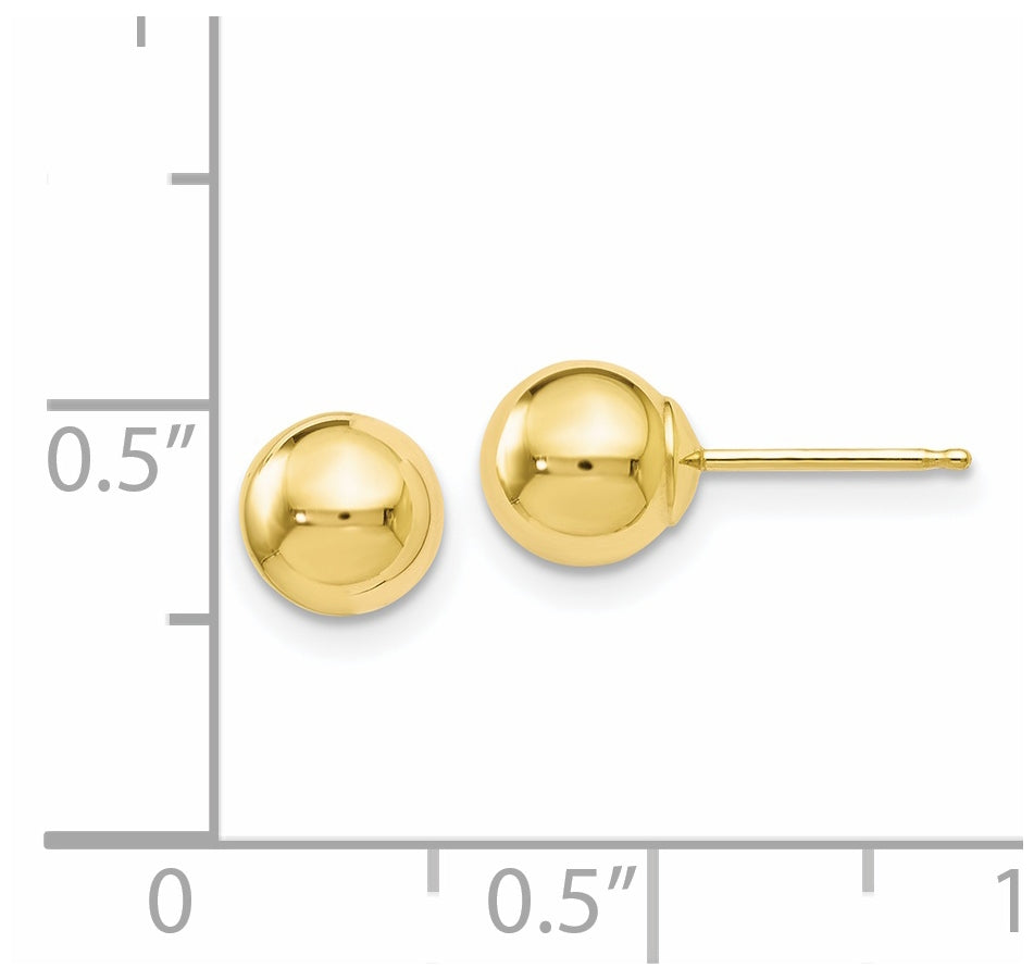 10K Yellow Or White Gold Polished Ball Post Earrings