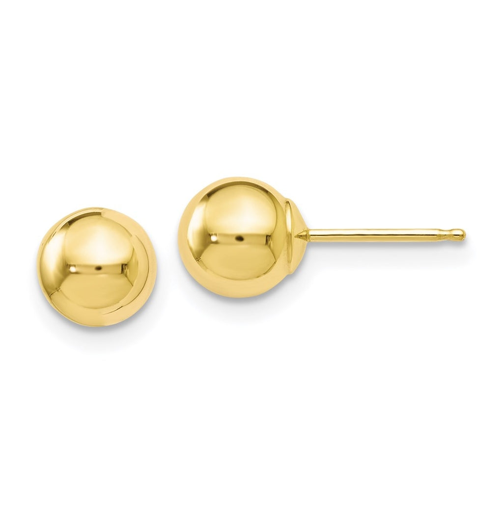 10K Yellow Or White Gold Polished Ball Post Earrings