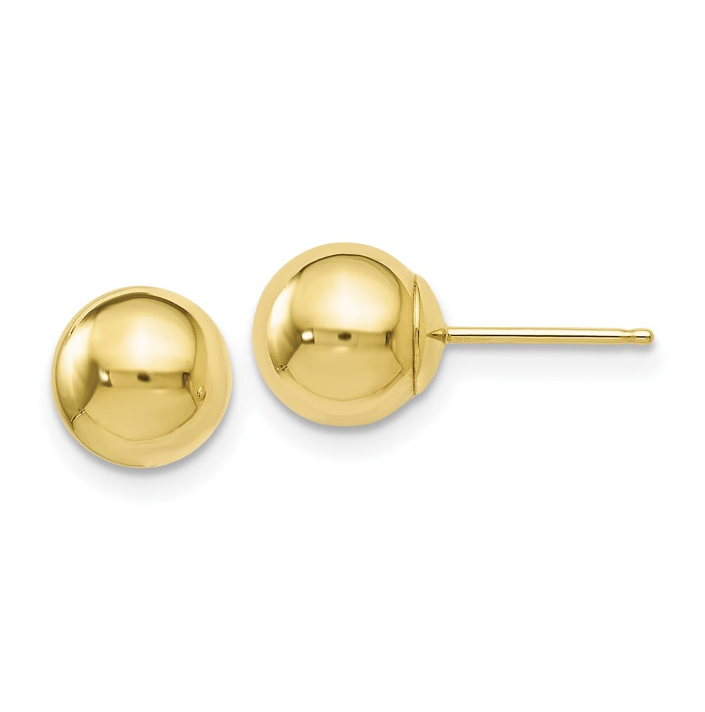 10K Yellow Or White Gold Polished Ball Post Earrings