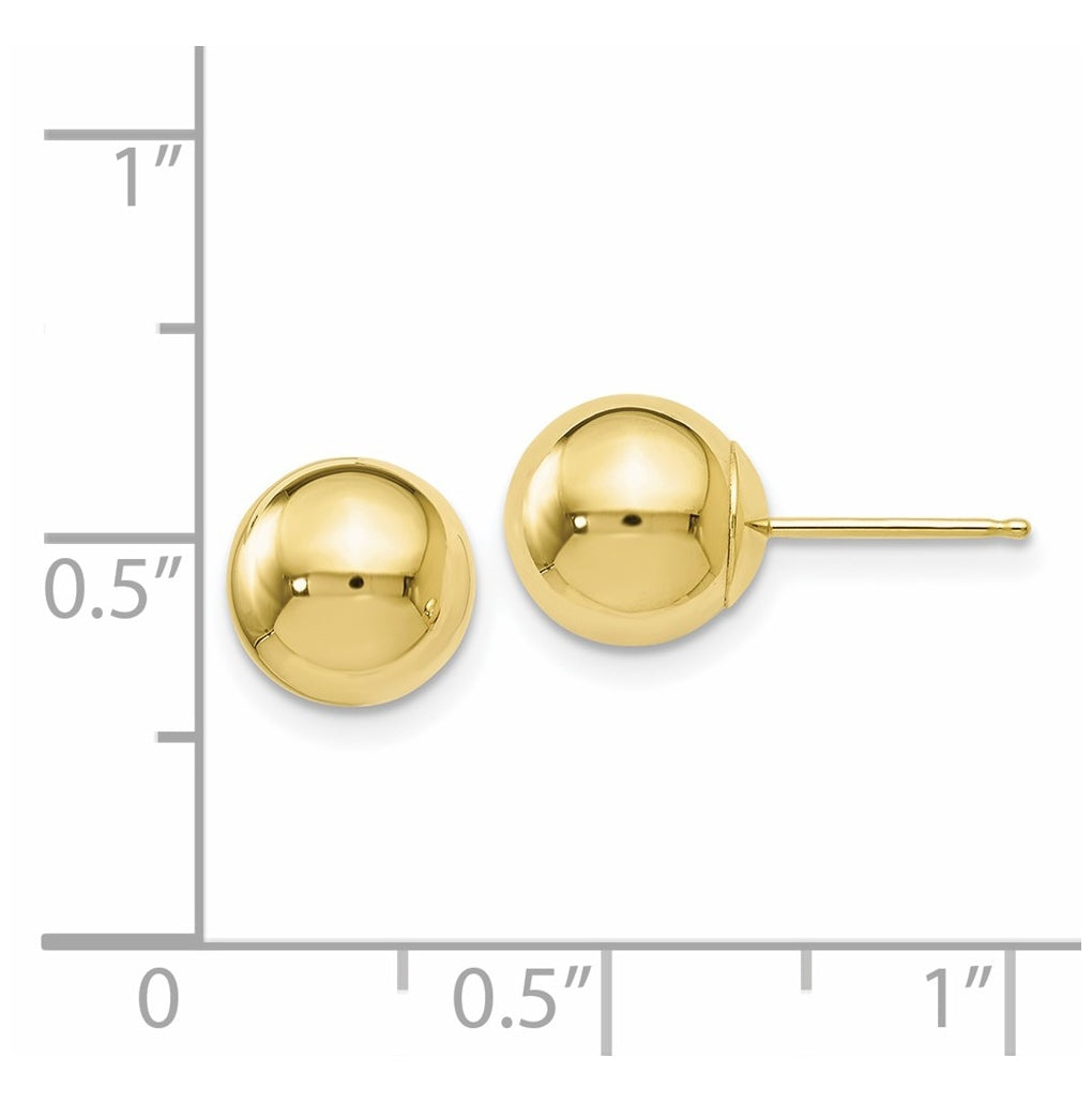 10K Yellow Or White Gold Polished Ball Post Earrings