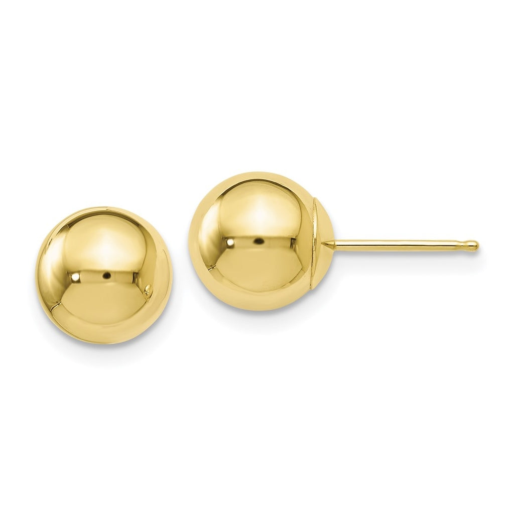 10K Yellow Or White Gold Polished Ball Post Earrings