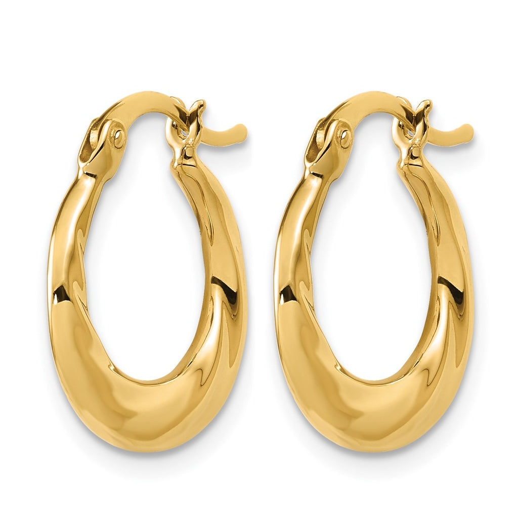10k Yellow Gold Polished Textured Hoop Earrings