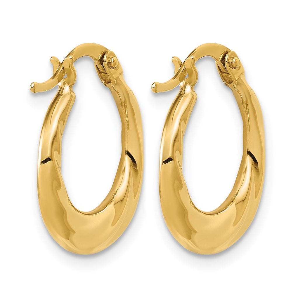 10k Yellow Gold Polished Textured Hoop Earrings