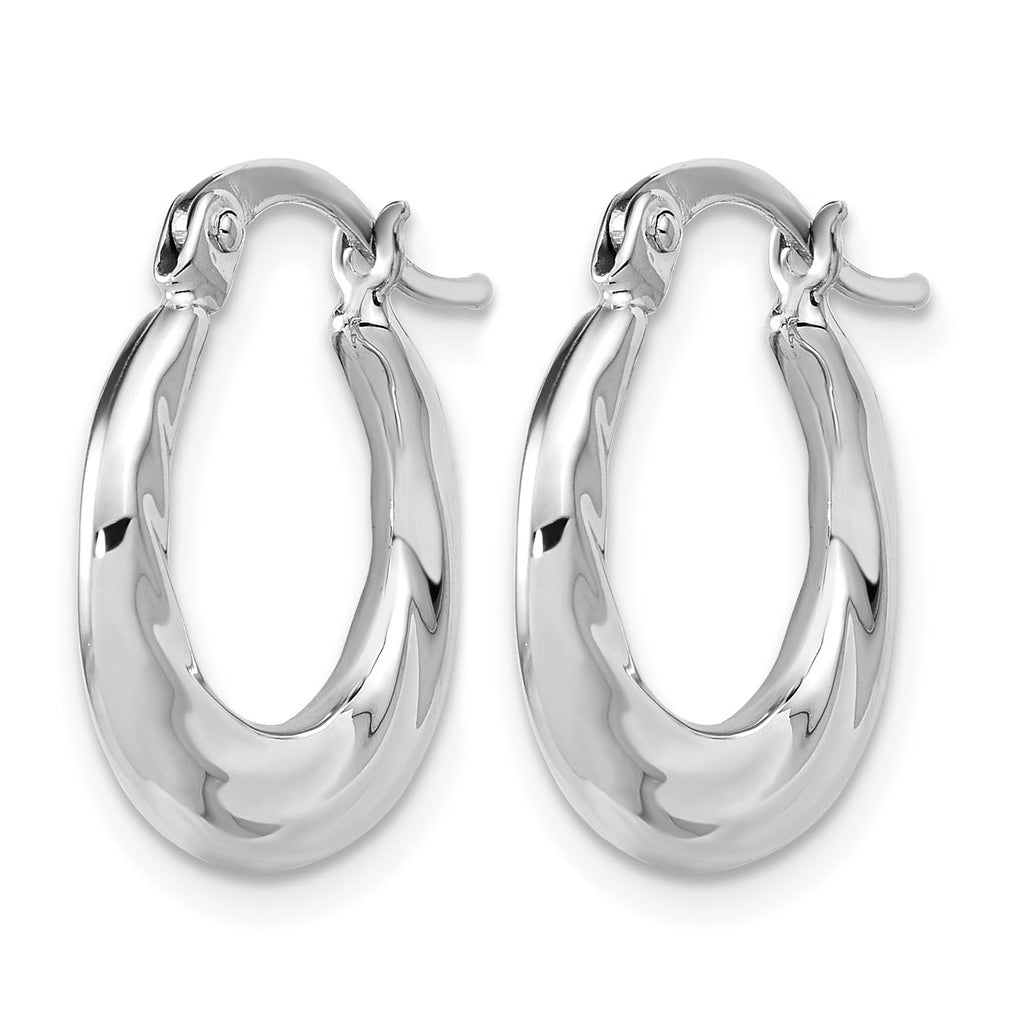 10K White Gold Polished and Grooved Hoop Earrings