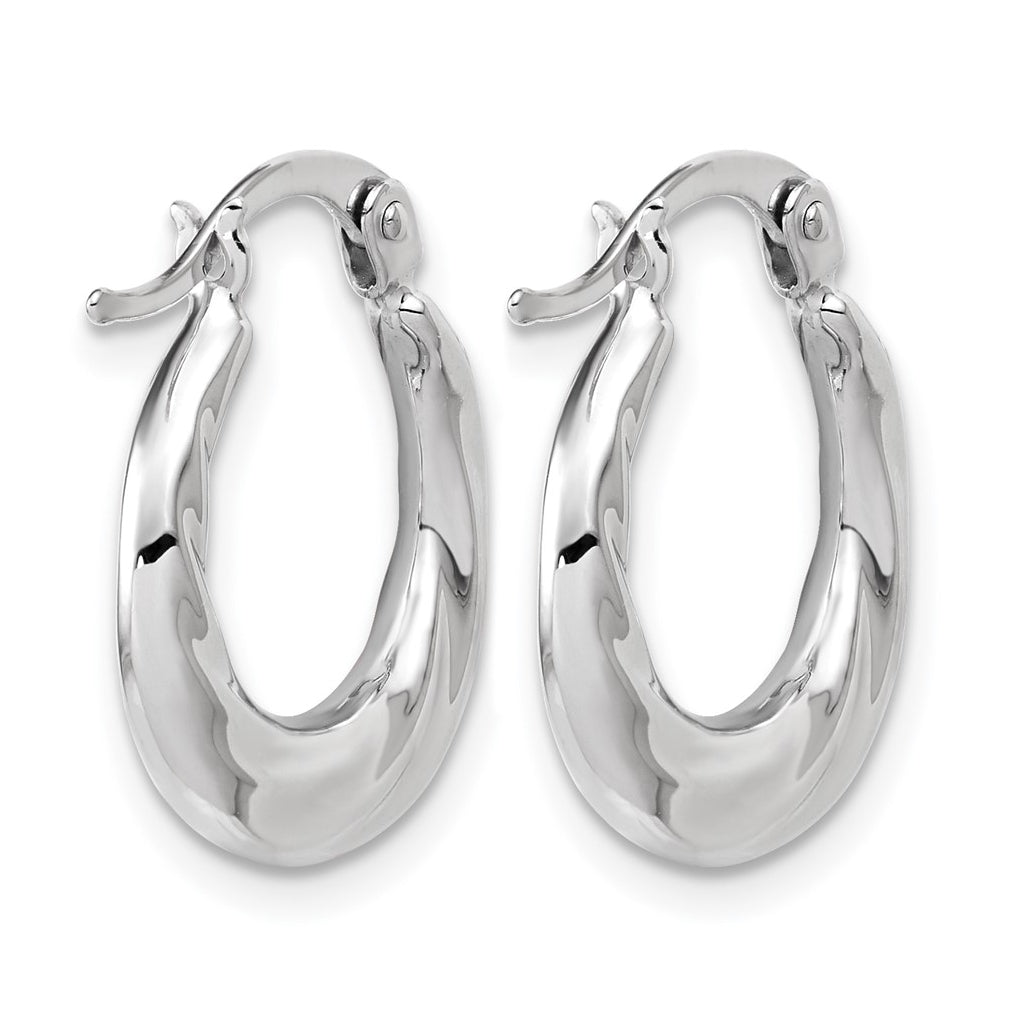 10K White Gold Polished and Grooved Hoop Earrings