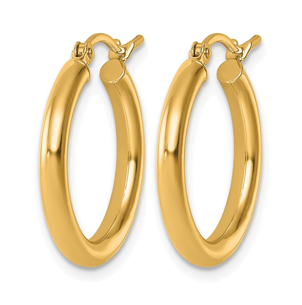 10k Yellow Or White Gold Polished 2.5mm Lightweight Tube Hoop Earrings