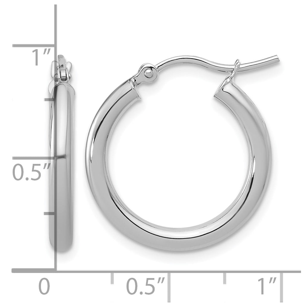 10k Yellow Or White Gold Polished 2.5mm Lightweight Tube Hoop Earrings