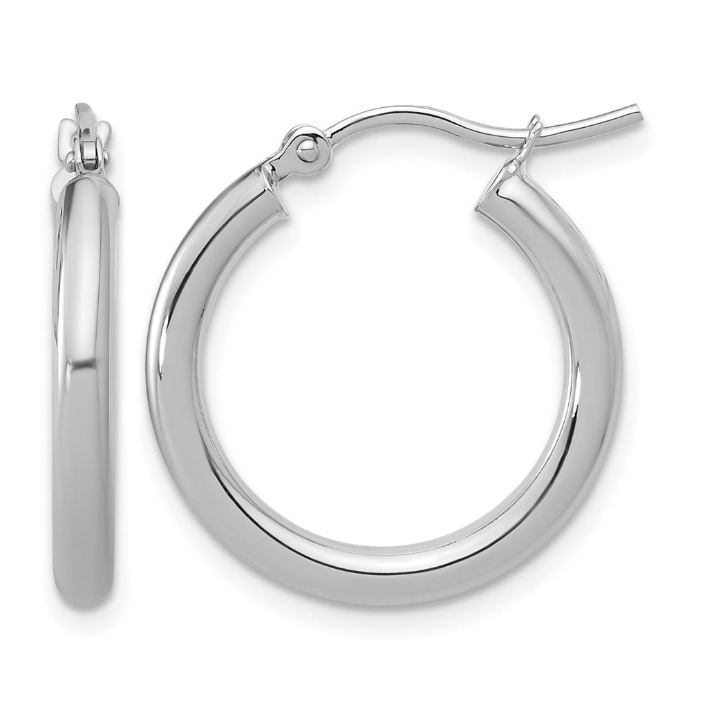 10k Yellow Or White Gold Polished 2.5mm Lightweight Tube Hoop Earrings